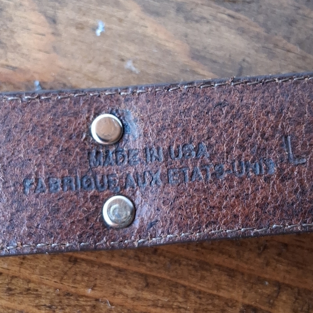 Talbots Vintage Western Brown Leather Belt with Silver Buckle - Picture 9 of 12